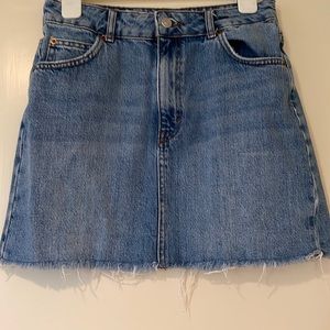 Topshop denim skirt with frayed bottom
